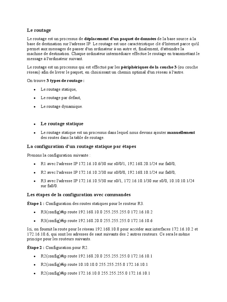 Configuration des ACL et routage IP | PDF | Routage | Adresse IP