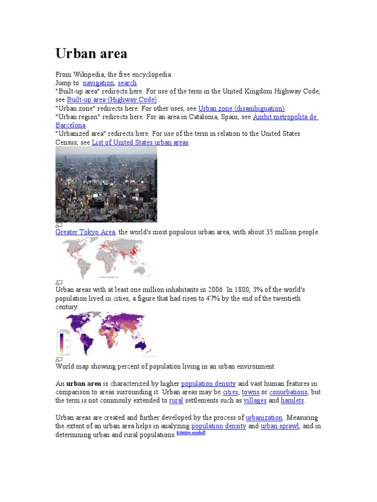 Definition and Characteristics of Urban Areas | PDF | Urban Area ...