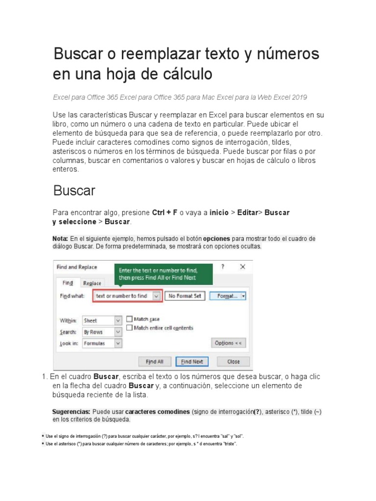Buscar o Reemplazar Texto y Números en Una Hoja de Cálculo | PDF | Hoja ...