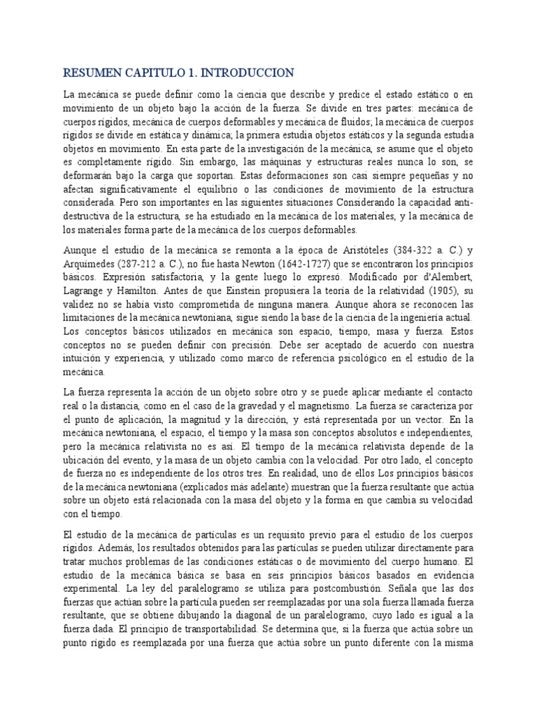 RESUMEN CAPITULO 1,2 y 3 | PDF | Fuerza | Vector Euclidiano
