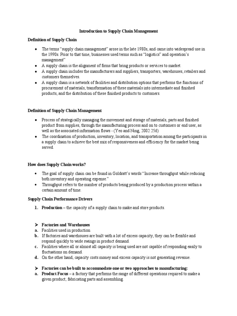 Supply Chain Management Basics | PDF | Warehouse | Supply Chain