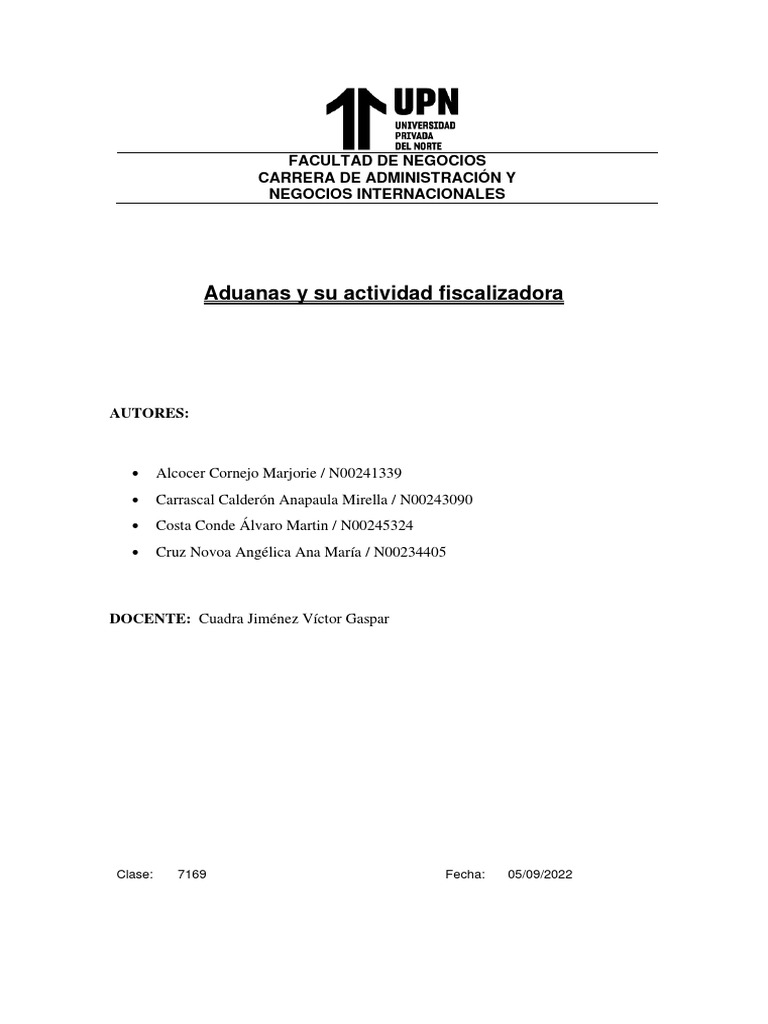 T1 Aduanas Grupo 01 Descargar Gratis Pdf Aduana El Comercio