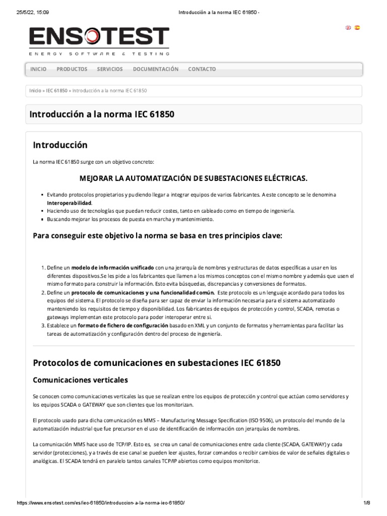 Introducción A La Norma IEC 61850 | PDF | Scada | Redes de computadoras