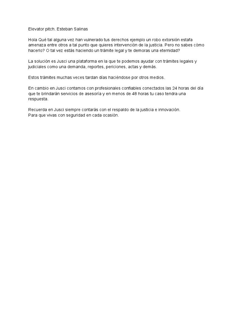 Elevator Pitch Pdf