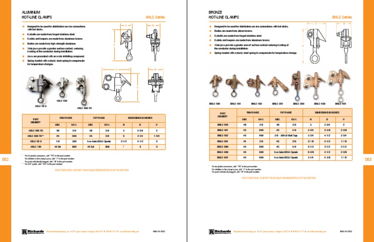 Hot-Line Clamp Specifications Guide | PDF | Chemistry | Building ...