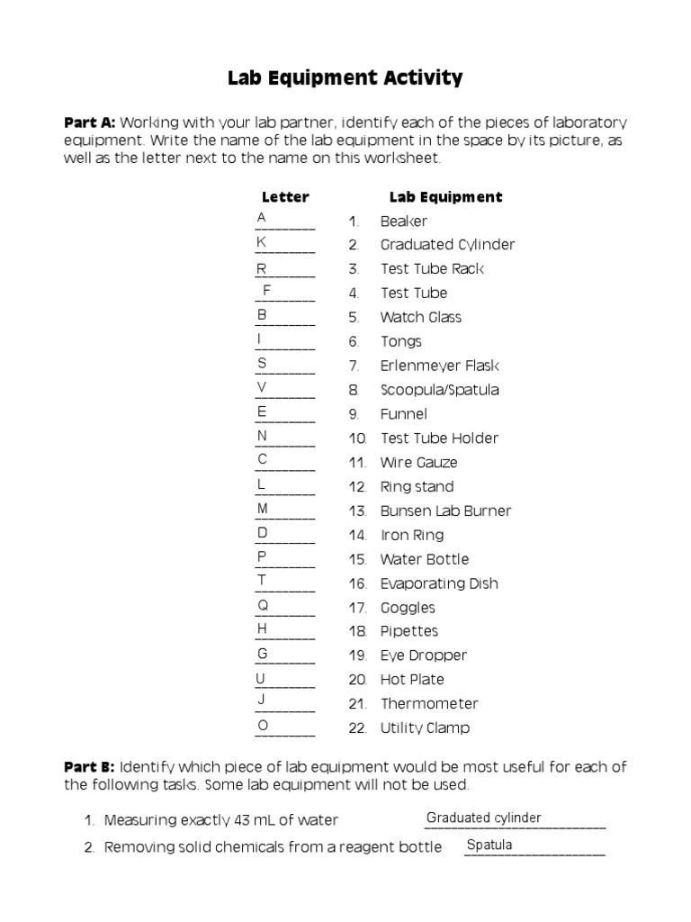 lab_equipment_activity (1) PDF Laboratories Laboratory Equipment