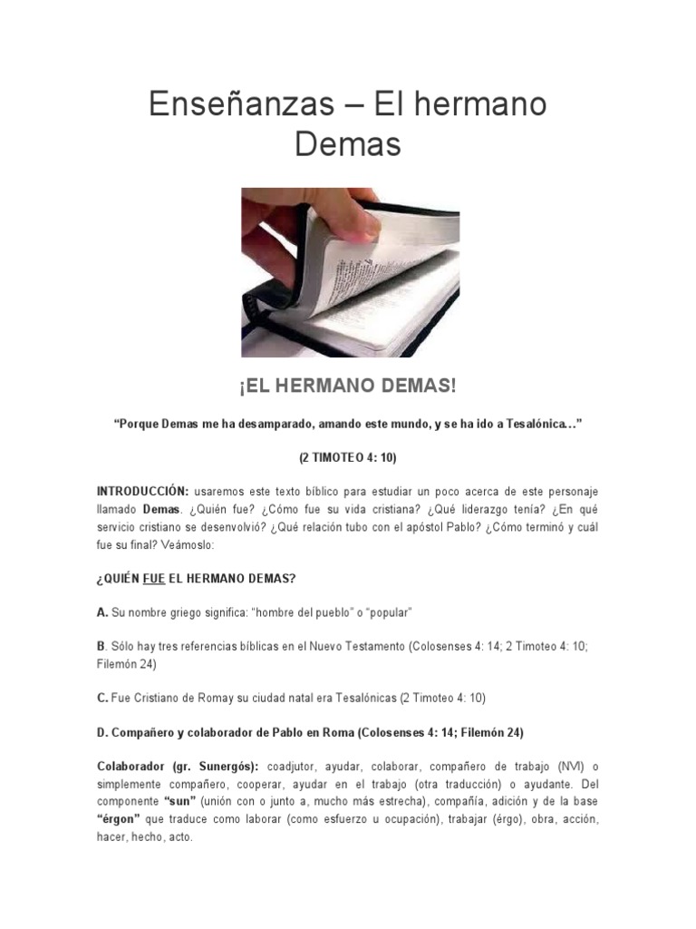 Enseñanzas - El Hermano Demas | PDF | Pablo el apóstol | Amor