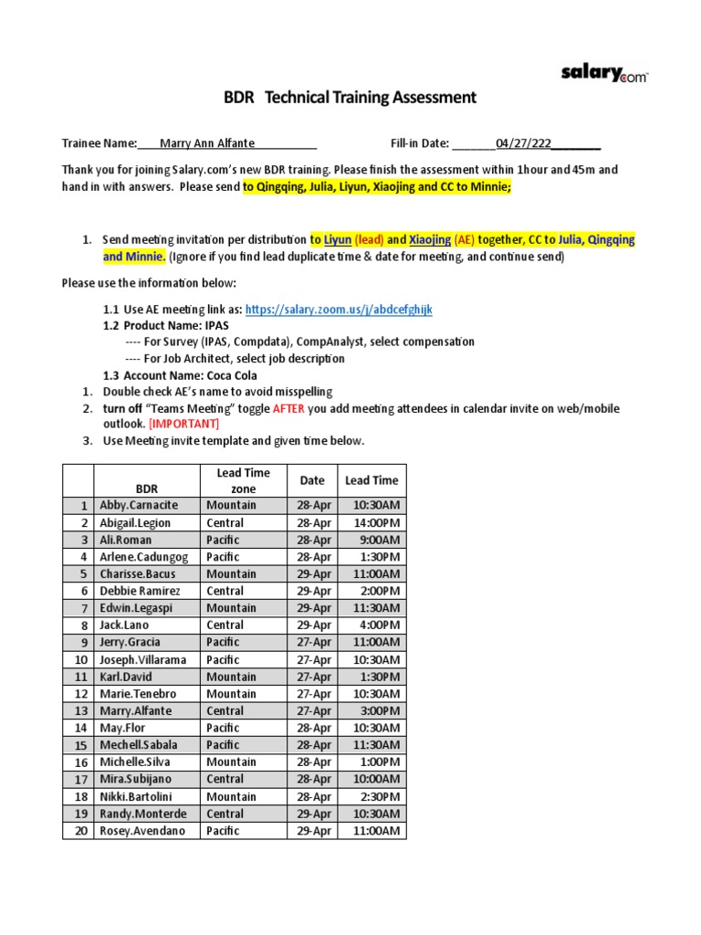 BDR Tech Training Assessment A Trainee042022 | PDF | Computing | Software
