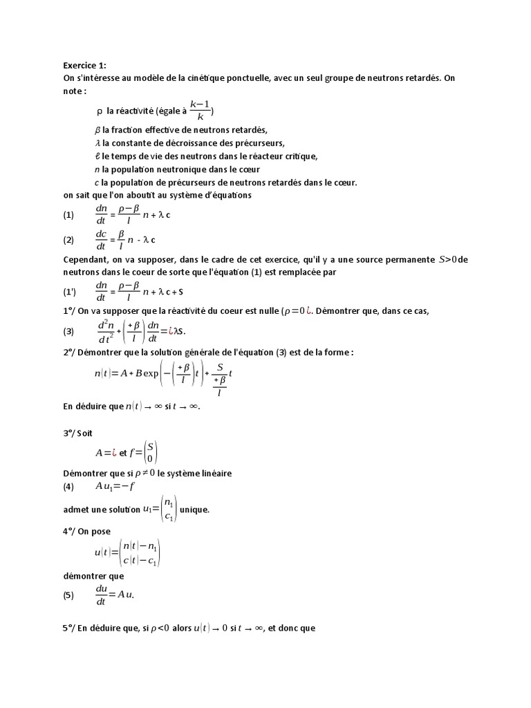 Solution Exercice Cinetique Avec Source | PDF | Mathématiques