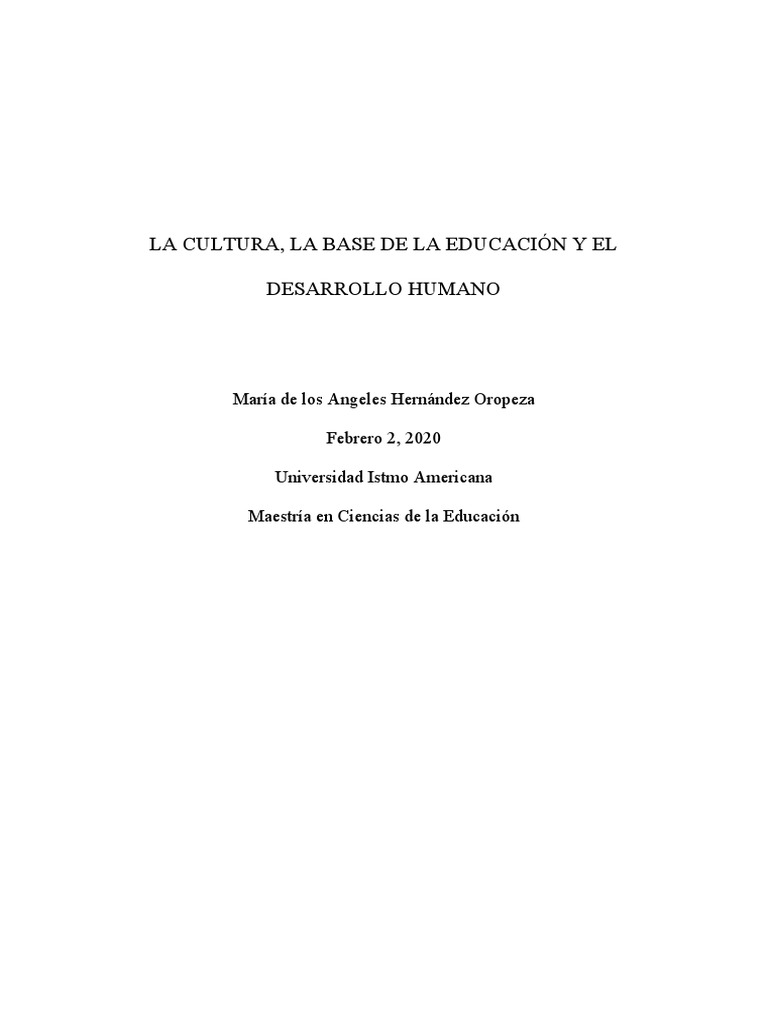 La Cultura Como Medio Básico de Educación y Desarrollo Humano | PDF ...