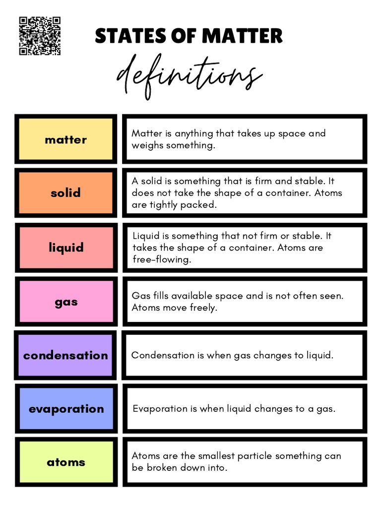 science worksheets for grade 4 states of matter