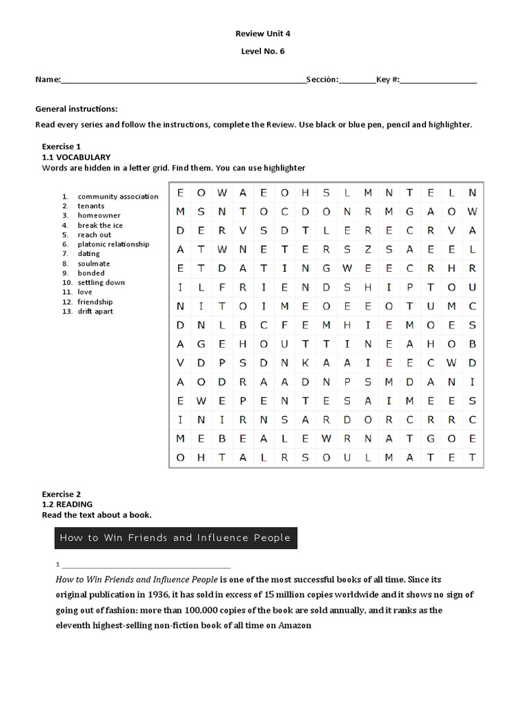 Review Level 6 Unit 4 Pdf
