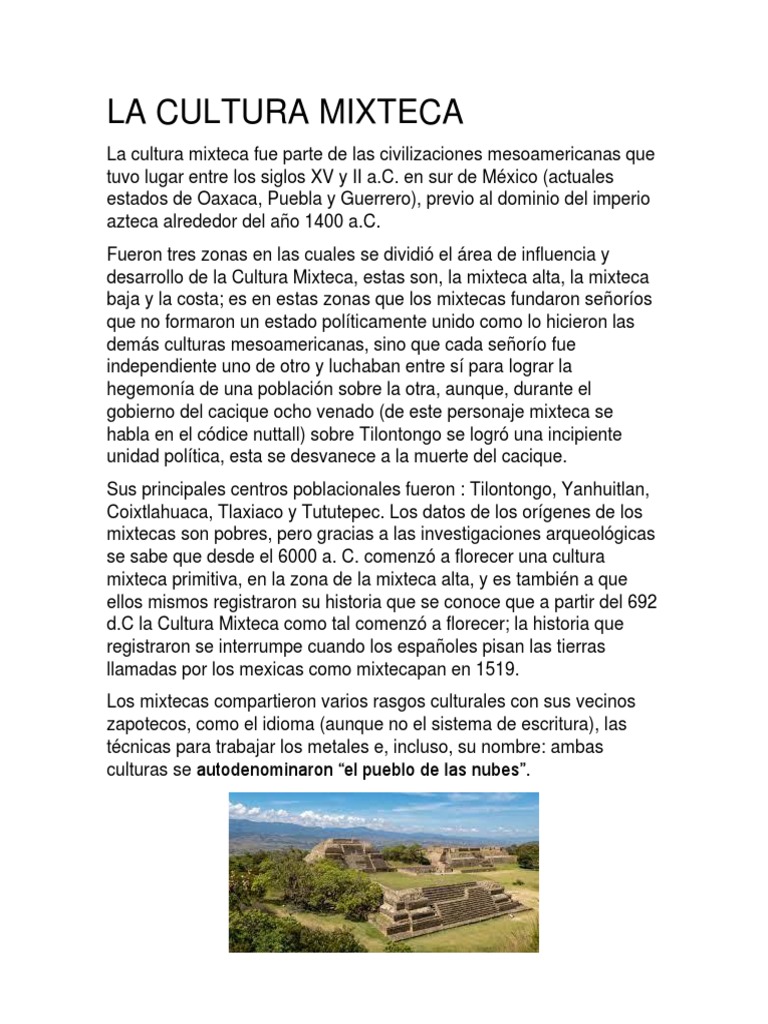Cultura Mixteca PDF Mesoamérica