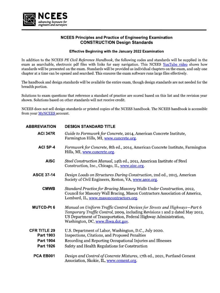 Design Standards Needed - NCEES | PDF