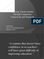 Ensuring Teacher Quality Through Competency Framework and Standard