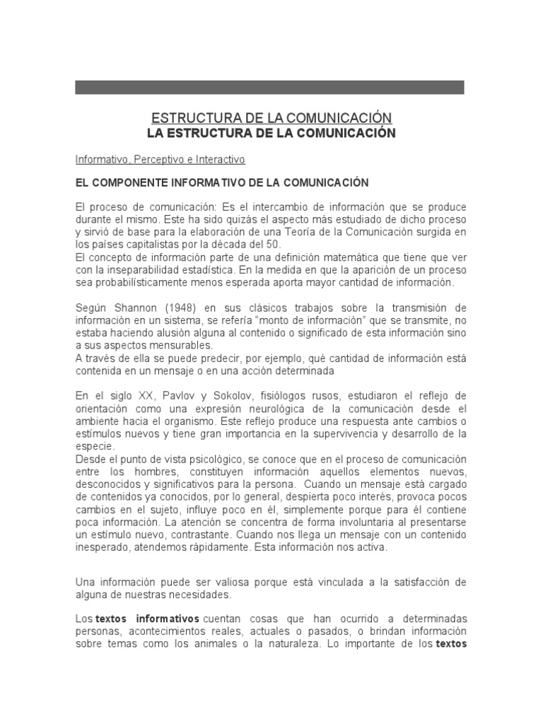 Estructura de la Comunicación: Claves y Teorías | PDF | Información ...