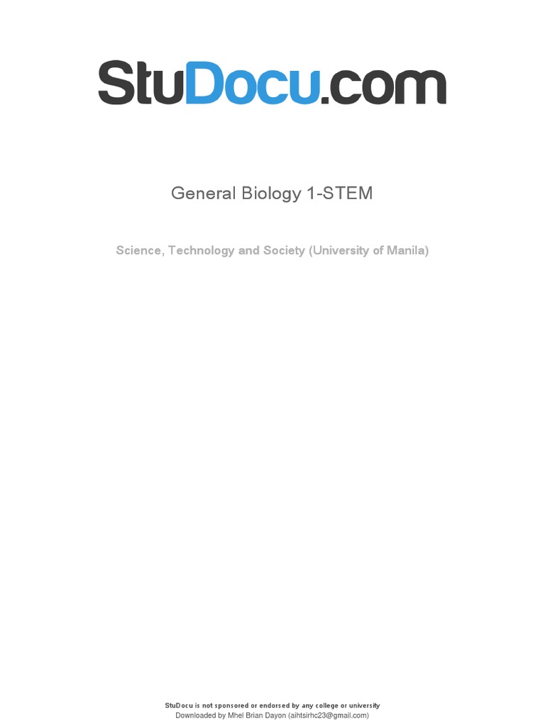 General Biology 1 Stem PDF Cellular Respiration Cell (Biology)