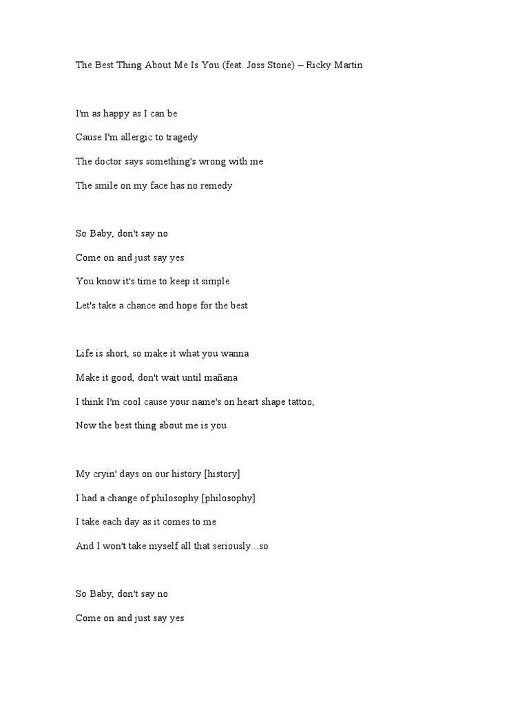 The best thing about me is you pdf