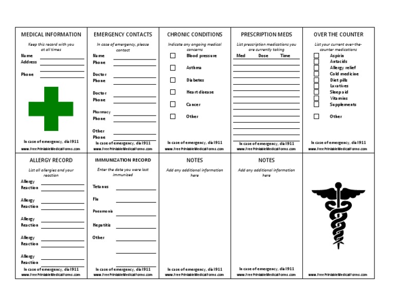 Wallet-Sized Medical Information Card | PDF | Allergy | Medicine