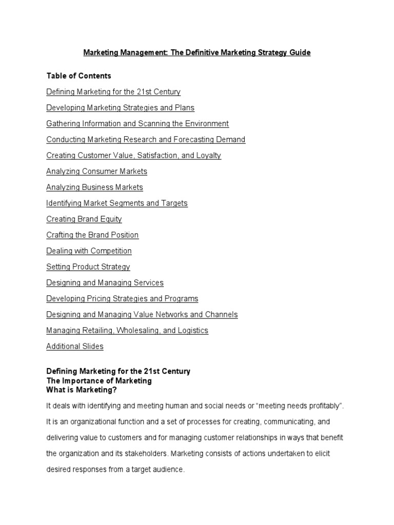 Marketing Management - COMPREHENSIVE EXAM REVIEWER | PDF | Marketing ...