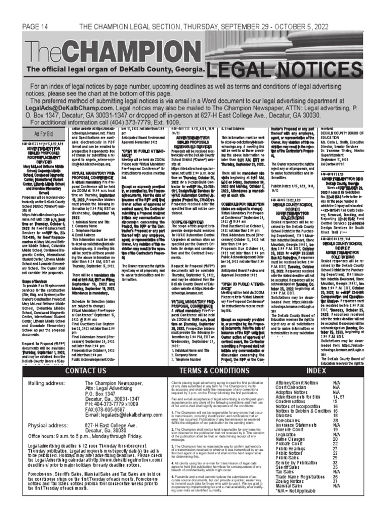 The Champion Legal Ads 09-29-22 PDF Request For Proposal Business photo pic