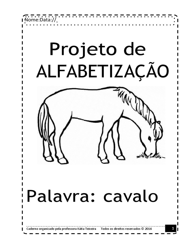 Projeto de Alfabetização: Palavra: Cavalo | PDF | Alfabetização | Escrita