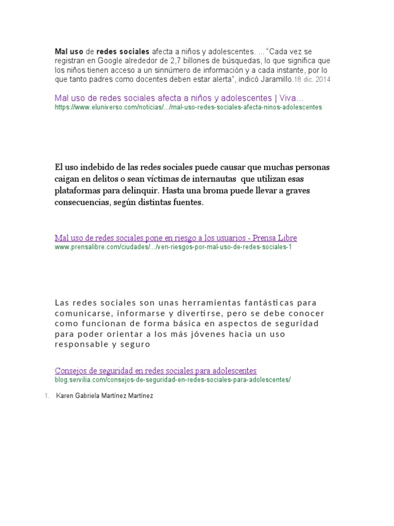 El Mal Uso de Las Redes Sociales | PDF
