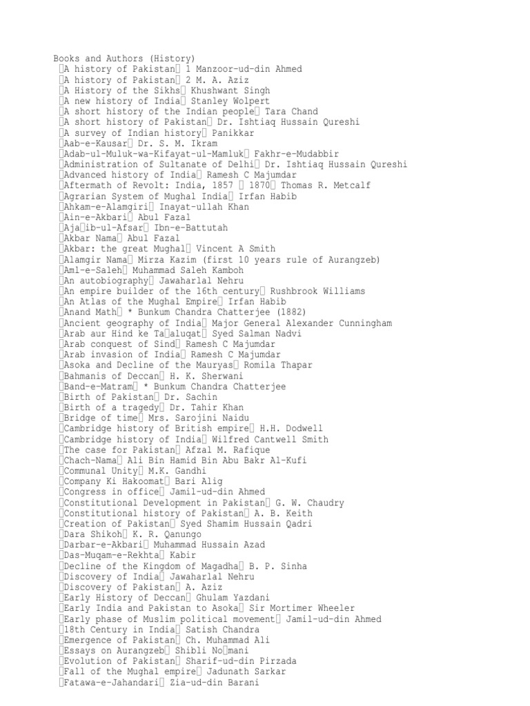 Key Historical Texts and Authors | PDF