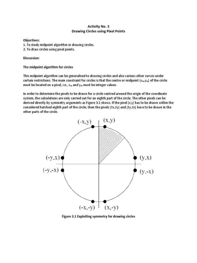 Drawing Circles Using the Midpoint Algorithm and Pixel Points | PDF ...