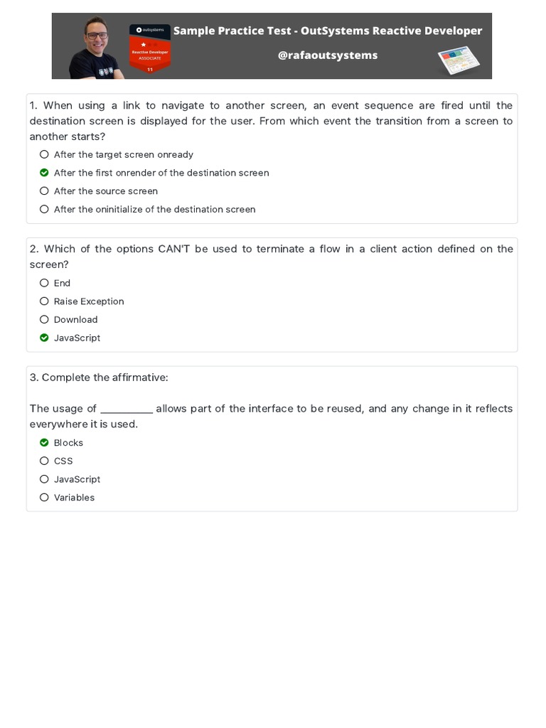 Outsystems reactive certification sample practice test pdf