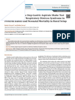 Relevance of Single Step Gastric Aspirate Shake Test in Management of Respiratory Distress Syndrome in Preterm Babies and Neonatal Mortality in Rural Setup 2018