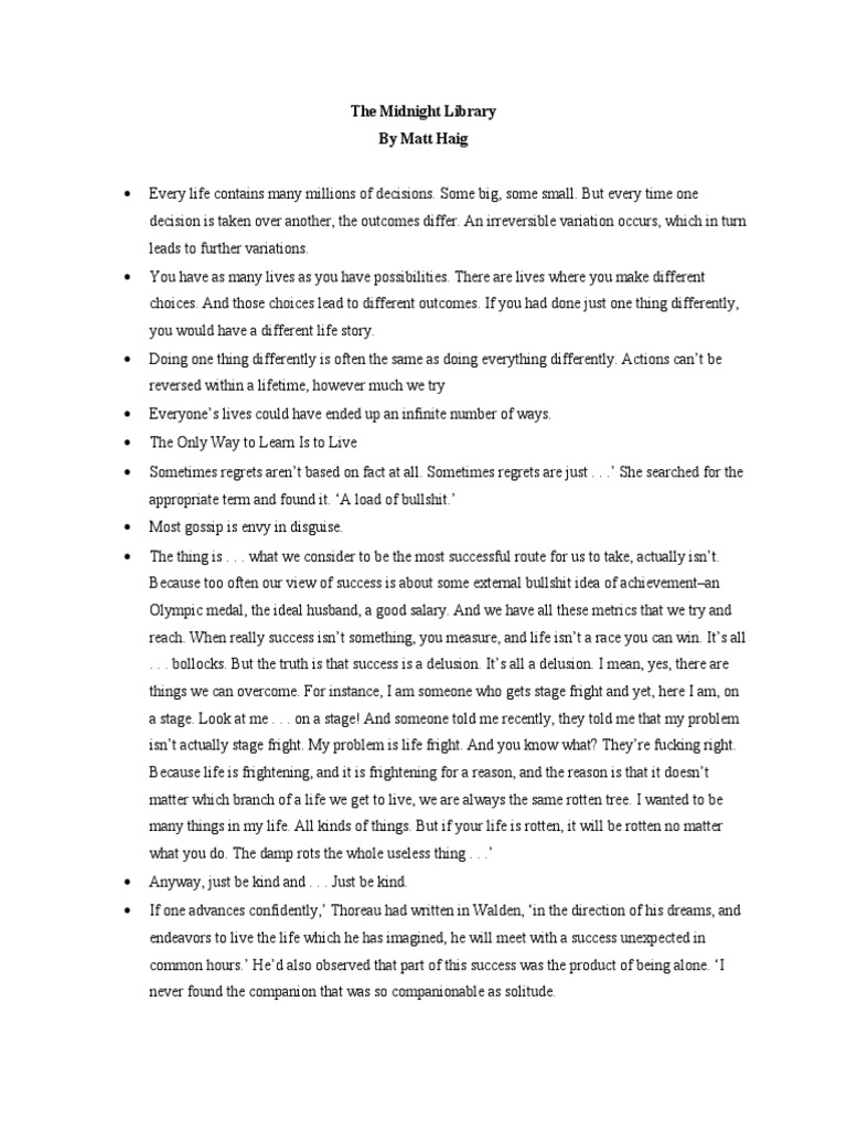 The Midnight Library PDF Walden Cognition