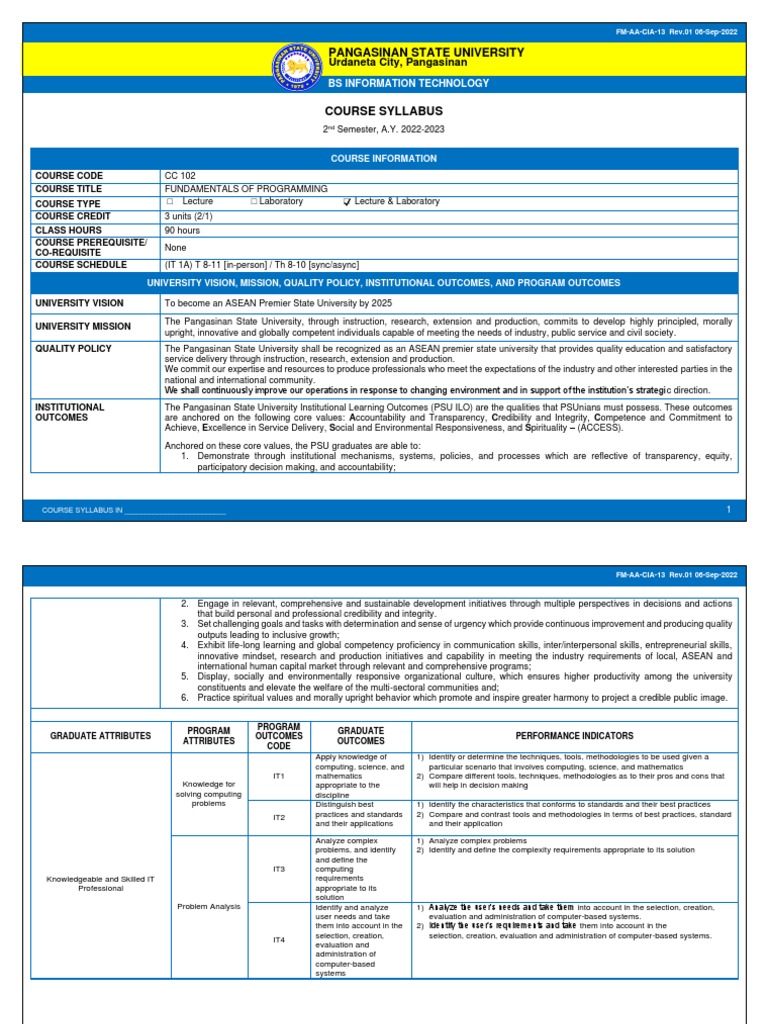 CC 102 FundProg (Rev Sept 15 2022) - ART | PDF | Computing | Computer ...