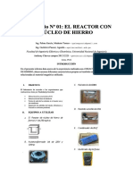 Laboratorio #01: EL Laboratorio #01: EL REACTOR CON Reactor Con Núcleo de Hierro Núcleo de Hierro