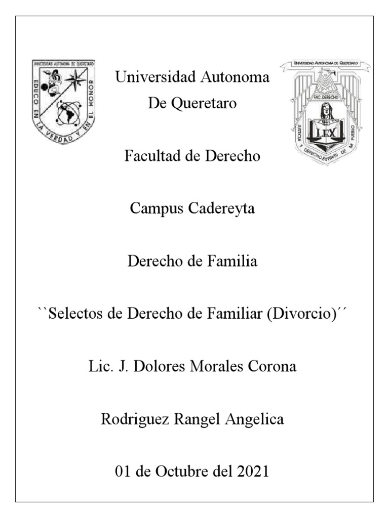 Ensayo Del Divorcio PDF Divorcio Matrimonio