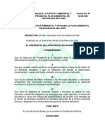 Decreto 25-2001, Política Ambiental y Plan Ambiental...