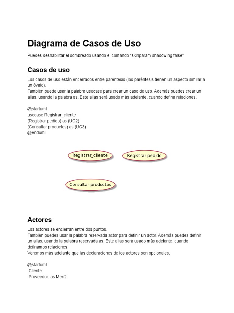 Plantuml Indicaciones para Diagrama de Casos de Uso | PDF | Caso de uso ...