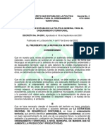 Decreto 90-2001, Política para El Ordenamiento...