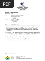 District Memo 027 2022 District Oral Reading Pre Test