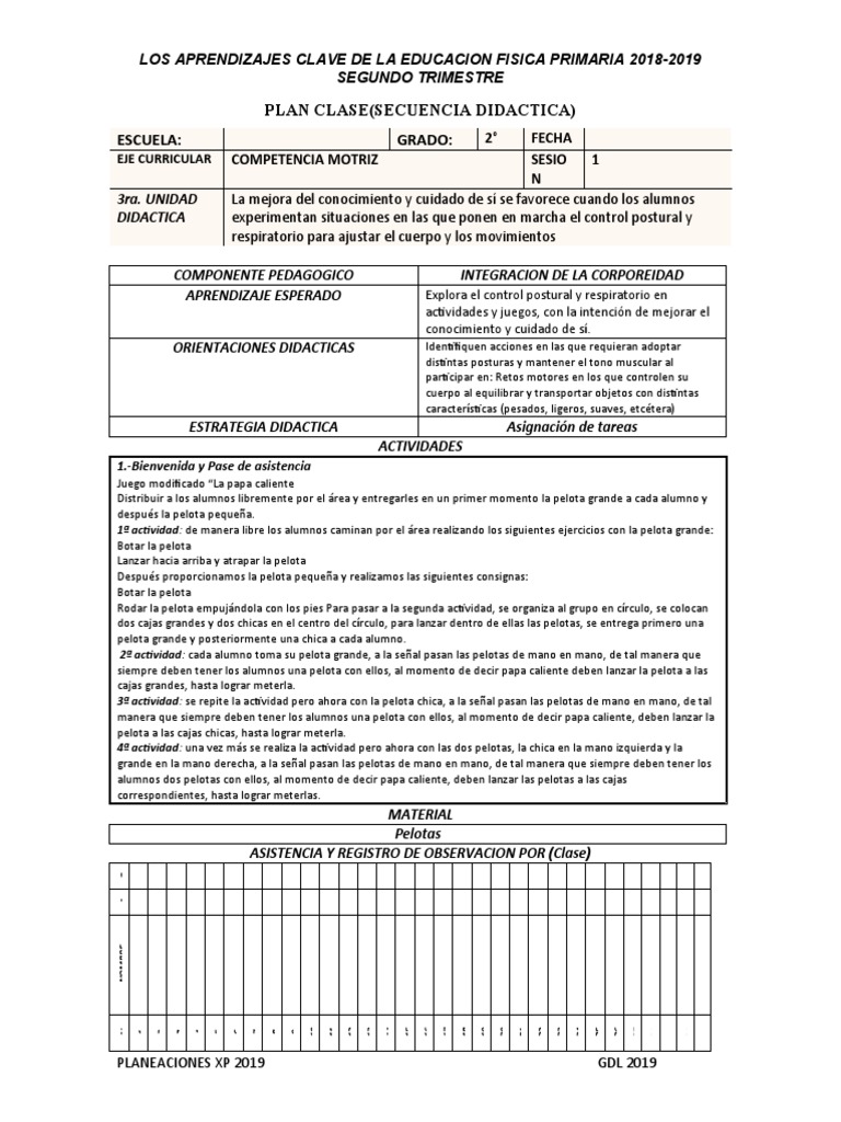Planes Clase de Primaria Segundo Grado 3ra Unidad Didactica | PDF ...