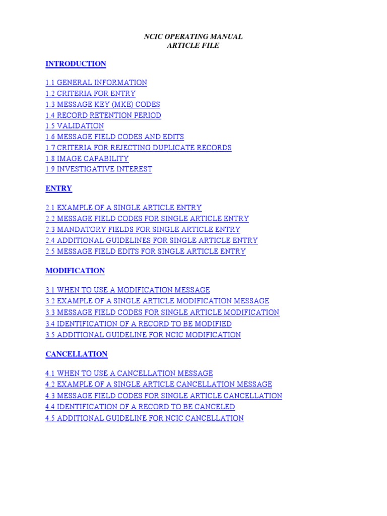NCIC Operating Manual PDF Dangerous Goods