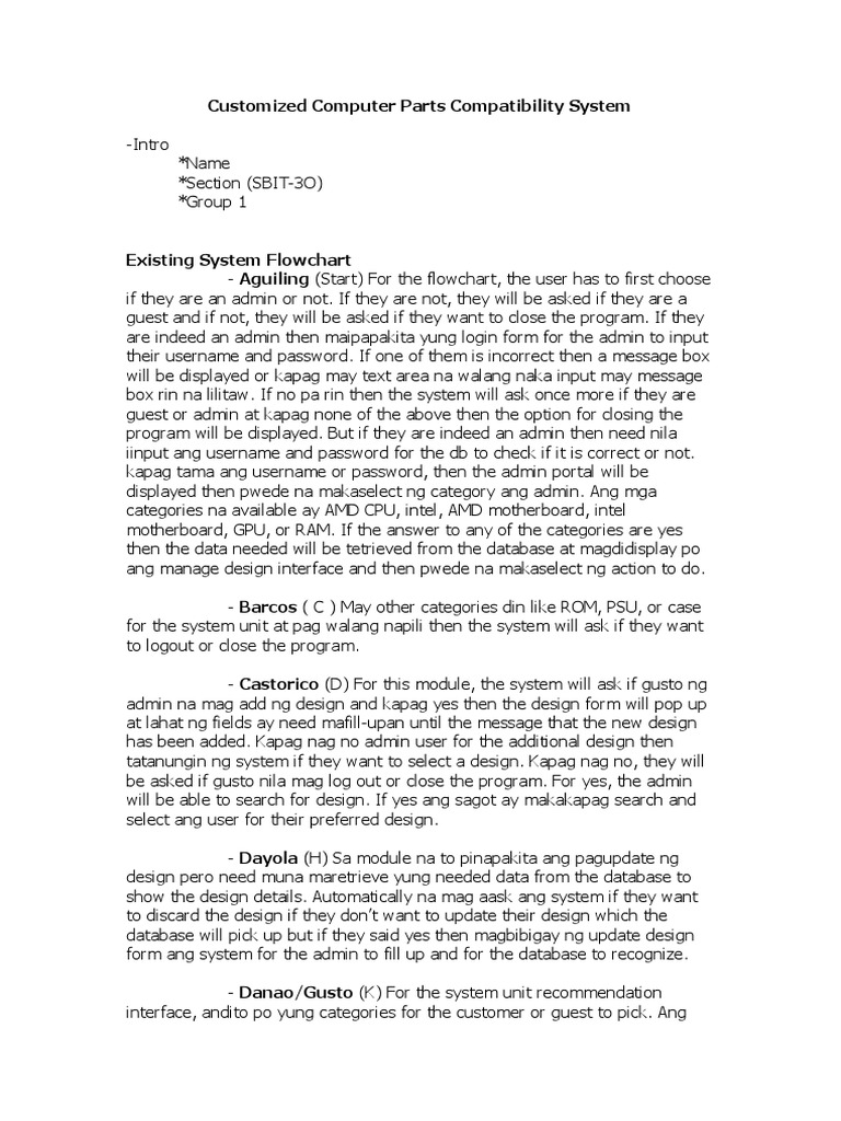 Customized Computer Parts Compatibility System (Script) PDF