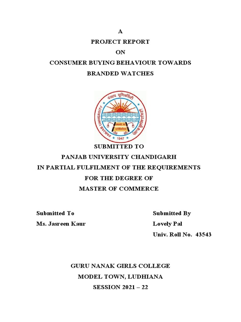 Consumer Behaviour Towards Branded Watches Pdf Watch