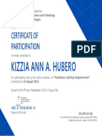 Certificate of Participation: Kizzia Ann A. Hubero