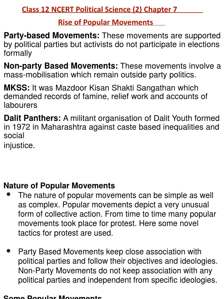 Overview of Popular Movements in India | PDF | Dalit