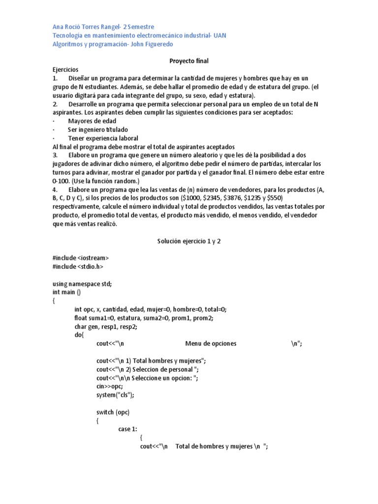 Proyecto Final C++ | PDF | Informática | Ciencias de la Computación