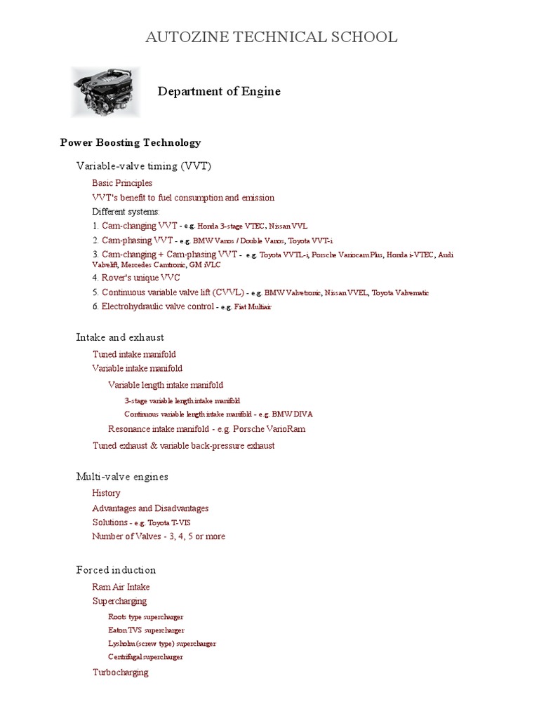Engine Technology Overview at Autozine | PDF | Turbocharger | Internal ...