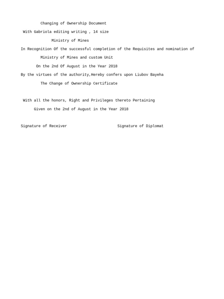 Changing of Ownership PDF