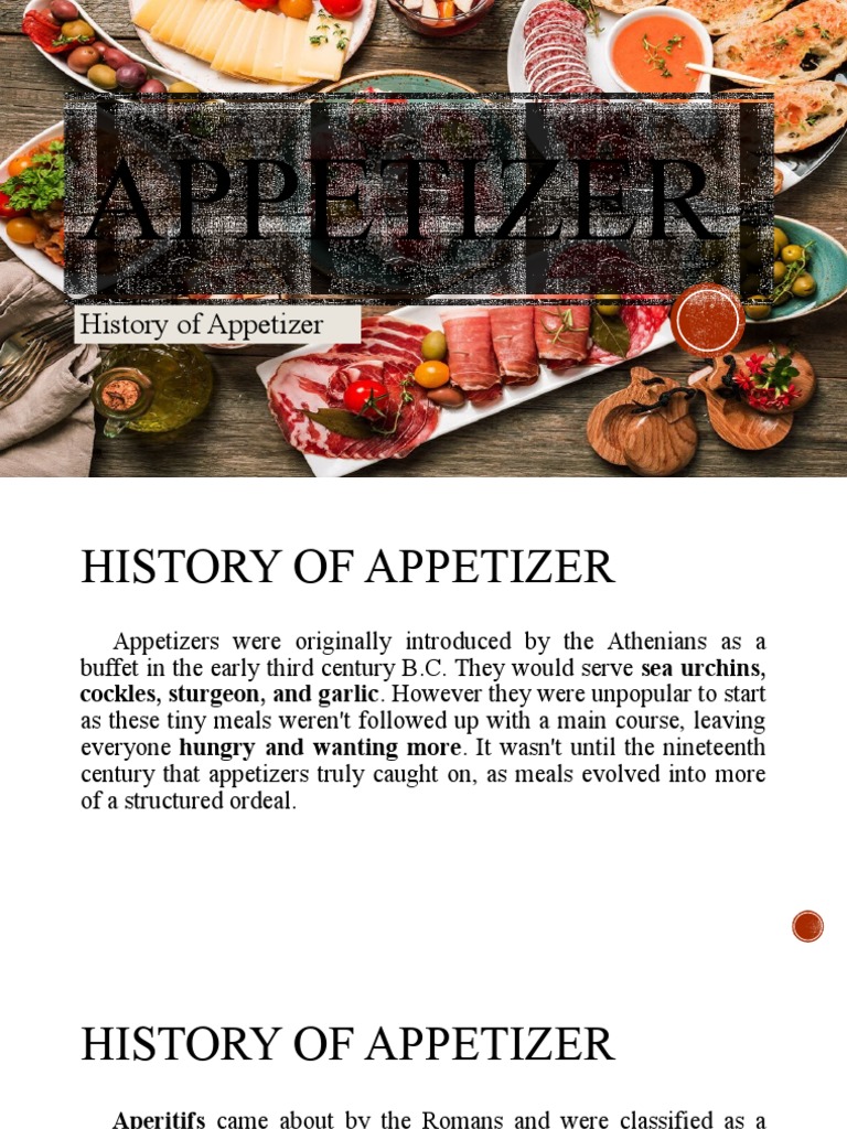 History and Classification of Appetizer and Mise en Place PDF Hors D'oeuvre Pickling