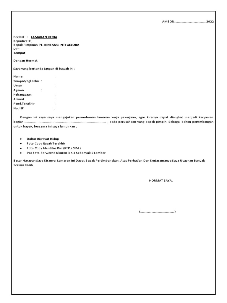 Srt lamaran daftar riwayat hidup pt big pdf karier perkembangan